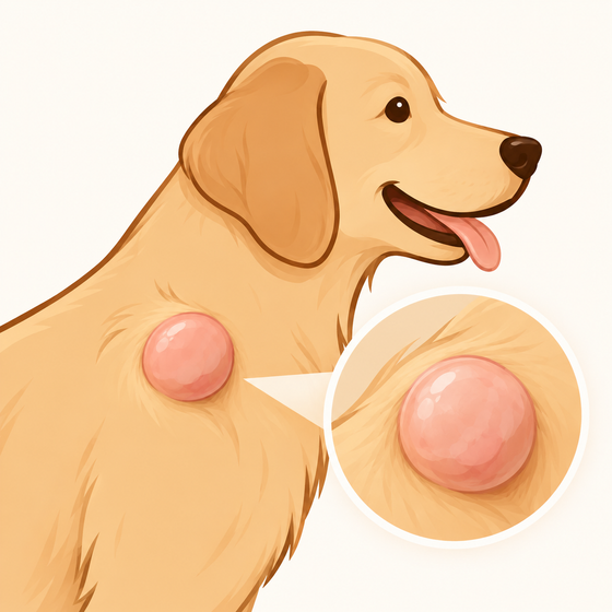 Dog with a visible lump on the shoulder before starting Buddy Guard